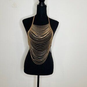 NWT Gold Chainmail Statement Shirt Cover-Up | One Size